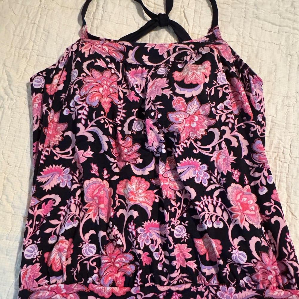 Lands' End Pink and Purple Floral Camisole